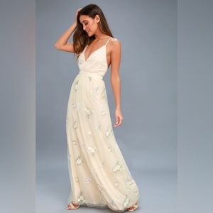 SOLD OUT Lulu’s Lorenzo Beige Embroidered Maxi Dress